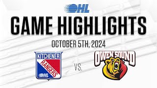 OHL Highlights Kitchener Rangers  Owen Sound Attack Oct 5 2024 [upl. by Muryh]