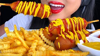 ASMR CORN DOGS AND FRENCH FRIES 먹방 Eating Sounds MUKBANG NO TALKING ASMR Phan Eng Sub [upl. by Anitsugua371]