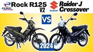 Euro Motor Rock R 125 V2 vs Suzuki Raider J Crossover  Side by Side Comparison  SpecsPrice  2024 [upl. by Enilesor]