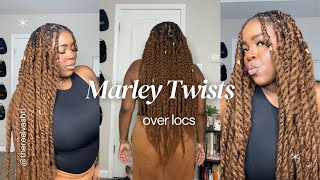 Marley Twists over Locs  2 Strand Twists  VashtiDenise [upl. by Enilra]