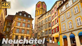 Walking Tour Neuchâtel Switzerland 4K [upl. by Assirrac]