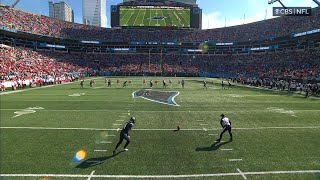 Samaje Perine dashes through Panthers kickoff coverage for 56yard return [upl. by Eissert662]