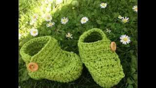 Babyschuhe mit Knopf häkeln  Anleitung Babystiefel by BerlinCrochet  Teil 2 Sternchenmuster [upl. by Adnolohs]