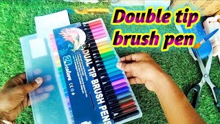 Double tip brush pen 🖌️  Colour  Unboxing  Review brushpen Aryanvermastudios [upl. by Demahum947]