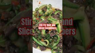 Stir Fry Beef with Sliced Cucumeber stirfry shortsrecipe beefrecipe chineserecipe asianrecipe [upl. by Ishii228]