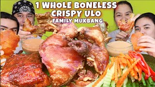 One Whole BONELESS CRISPY ULO ng BABOY  BBQ SPARERIBS  BLANCHED VEGETABLES MUKBANG PINOY MUKBANG [upl. by Virnelli]