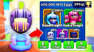 I Opened 600000 Knight Eggs with 000002 OP Free Pet in Arm Wrestling Simulator Roblox [upl. by Ahsirek]