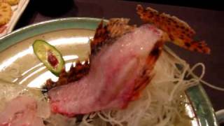 ikezukuri  beating heart of scorpion fish sashimi [upl. by Gilles]