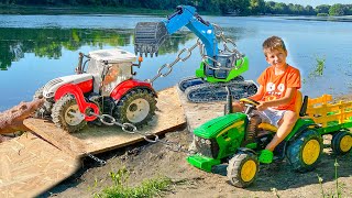 Tractors stuck in mud and Darius came to help Road rules for kids  Kidscoco Club [upl. by Llechtim]