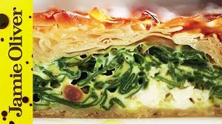 Feta and Spinach Filo Pie  Jamie Oliver [upl. by Emili783]