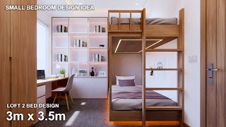 Small bedroom Design  3m x 35m  Loft 2 Bed Design idea [upl. by Allehs]