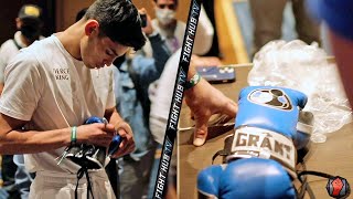 RYAN GARCIA INSPECTS LUKE CAMPBELLS GLOVES FOR FIGHT NIGHT  GARCIA VS CAMPBELL BEHIND THE SCENES [upl. by Reseda452]