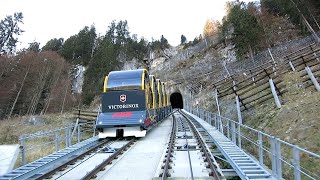 Standseilbahn 643002 neue Stoosbahn Bergfahrt 2020 Stoos  Funicular Mount Stoos Switzerland [upl. by Odnomar868]