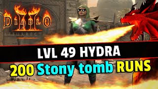 HYDRA sorc INSANE damage  Unique SACRED armor  200 Stony Tomb Runs  Diablo 2 resurrected [upl. by Ennaeus]