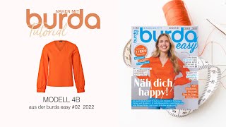 Nähanleitung Nähen mit burda – trendige Bluse in SeidenStoff Modell 4B  burda easy 222 5924 [upl. by Egas]