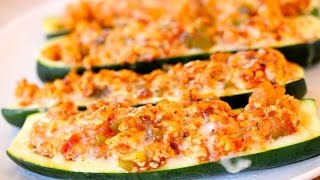 TURKEY STUFFED ZUCCHINI BOATS  Clean amp Delicious® [upl. by Ecyla]