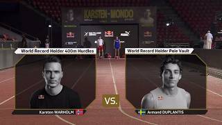 Armand Mondo Duplantis vs Karsten Warholm 100 meter race FULL HD Narrated by FM [upl. by Neumeyer]