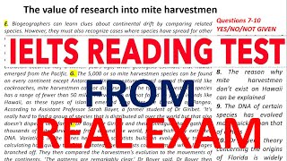 IELTS EXAM READING The Value of Research into Mite Harvestmen  REAL EXAM READING PASSAGE 2024 [upl. by Yukio]