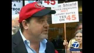 KGO TV7 ABC SF  Prop 45 Supporters Protest Blue Shields 25 Million 49ers Skybox [upl. by Alrahs493]