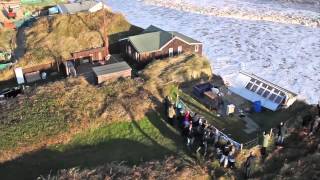 Aerial footage of the sea surge December 2013  Hemsby Norfolk England [upl. by Crescint703]