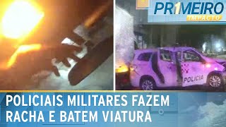 PMs disputam racha com viaturas e sofrem acidente bodycam grava  Primeiro Impacto 061124 [upl. by Valleau]