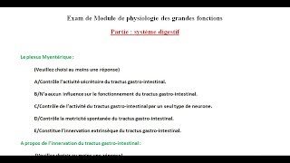 Examen de physiologie des grandes fonctions chapitre système digestif [upl. by Trust]