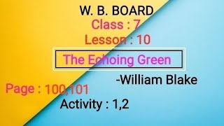 w b board class 7 english lesson 10 activity 12 page 100101 [upl. by Gnap]