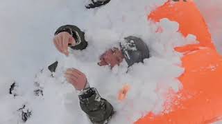 Snowboarders rescue two people buried in avalanche  ABC News [upl. by Saucy]