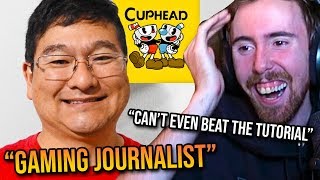 Asmongold Cant Stop Laughing At Gaming Journalist Who Cant Even Beat Cupheads Tutorial [upl. by Inele405]