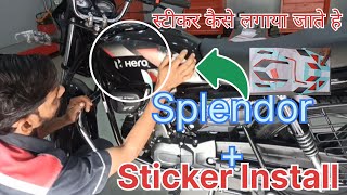 splendor new model 2024 modifiedFull Black Bike Red colour Graphics Installautomobile Brijesh hero [upl. by Emelita334]