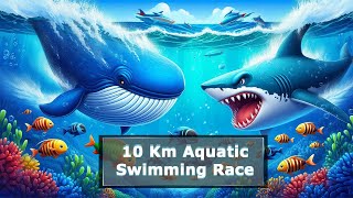 Fastest Fish in the World  Racing in the Water for 10 Km Simple 2d Animation [upl. by Atela803]