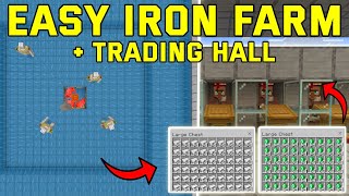 EASY amp SIMPLE Iron Farm  Trading hall in Minecraft 121 BedrockMcpePs4Xbox [upl. by Sophronia]