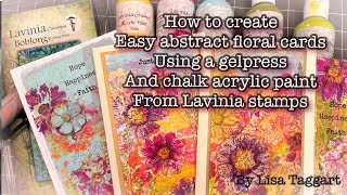 Easy abstract flower cardsGel pressLavinia stamps chalk paint [upl. by Geraldine121]