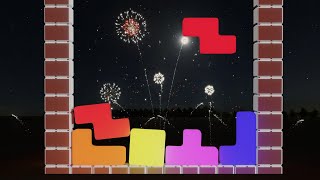 New Year Fireworks Tetris Softbody Simulation Relaxing ASMR [upl. by Sisxela]