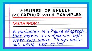 FIGURES OF SPEECH  METAPHOR EXAMPLES  WHAT IS METAPHOR AND EXAMPLES  IN ENGLISH GRAMMAR [upl. by Rawley]