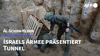 Israelische Armee zeigt Reportern Tunnelsystem unter AlSchifaKrankenhaus  AFP [upl. by Kciwdahc313]