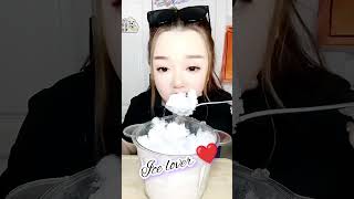 ONLY BITES POWDERY FROSTY ICE EATING 🤍 CRUNCHY 🩵 SPOONFUL ❤️ BIG BITES 🩵 cruncyice asmr relax [upl. by Foote]