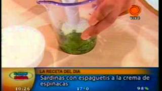 sardinas con espaguetis y crema de espinacas pt2 201102073gp [upl. by Gittel]