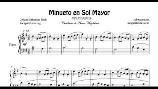 Minueto en Sol Mayor de Bach Bwv 114 Partitura de Piano [upl. by Biondo]