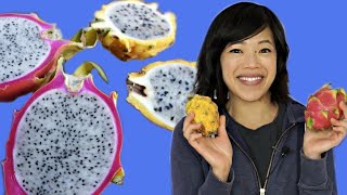 DRAGONFRUITS  pink amp yellow  Fruity Fruits Taste Test [upl. by Oirromed]