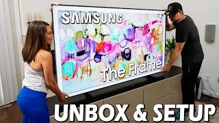 Huge 2022 Samsung The Frame 4k TV  Unboxing amp Setup  83quot Sony A90J [upl. by Anella]