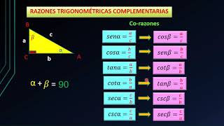 RAZONES TRIGONOMETRICAS ANGULO COMPLEMENTARIO [upl. by Rafe536]