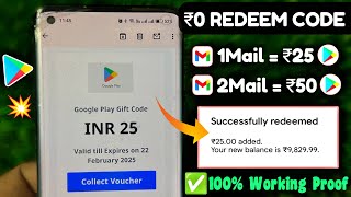 New Method  free redeem code for playstore at ₹0  How to get free google redeem code [upl. by Sisxela]