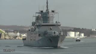 GERMAN NAVY TYPE 125 FRIGATE FGS RHEINLANDPFALZ F225 ENTERS DEVONPORT NAVAL BASE 241123 [upl. by Yared580]