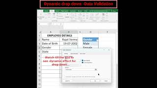 Dynamic Dropdown Data Validation MS EXCEL excel excelfunction exceltips validation dropdown [upl. by Ecirahs]