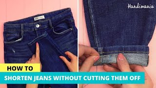 Hem Your Jeans Without Cutting Original Hem  EASY SEWING TIP [upl. by Humph232]