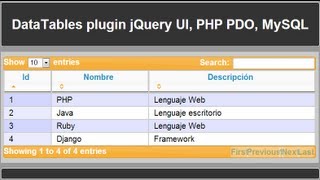 DataTables Plugin con jQuery UI PHP PDO y MySQL [upl. by Briant]