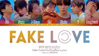 BTS 방탄소년단  FAKE LOVE Color Coded Lyrics EngRomHan [upl. by Ydnab]