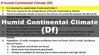 Koppen Scheme  Humid Continental Climate Df  UPSC IAS Geography [upl. by Ennaisoj308]