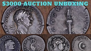 3000 Ancient Coin Auction Unboxing Wins  Trajans Column Denarius [upl. by Domonic79]